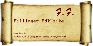 Fillinger Füzike névjegykártya